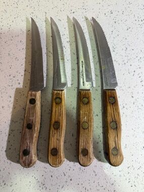 Set of 4 Lifetime Cutlery Old Homestead Wood-Handled Knives - Stainless Blades